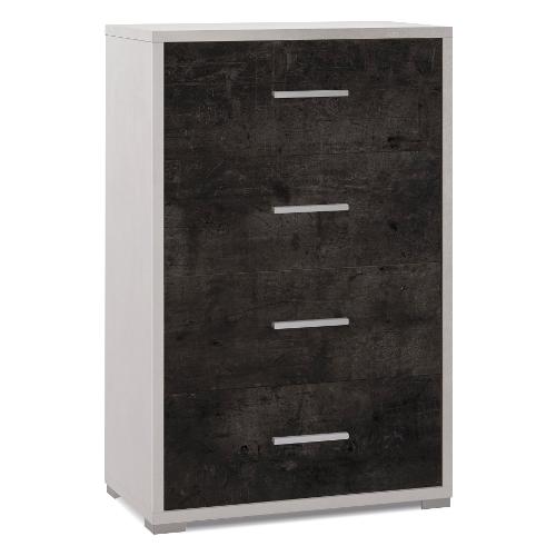 DOUBLE Db774k Cassettiera 4 cassetti Ossido bianco e Ossido nero (70cm) Mobile KIT