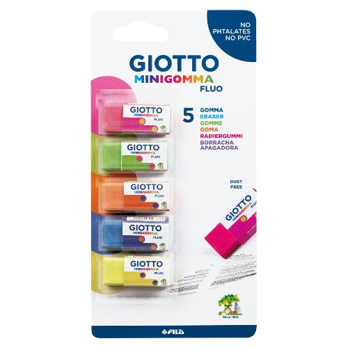 Gomme per matite grafite 5 pz Mini Fluo GIOTTO Colori assortiti F025200