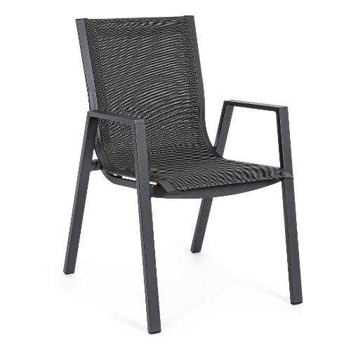 Sedia con braccioli alluminio, textilene PELAGIUS Antracite 0663209
