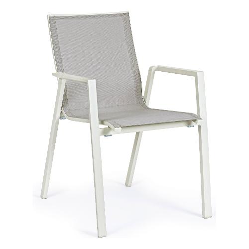 Sedia con braccioli alluminio, textilene KRION Bianco e Lunar 0663158