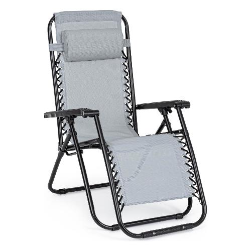 Sedia sdraio con poggiapiedi MORGAN Grigio chiaro 0815026