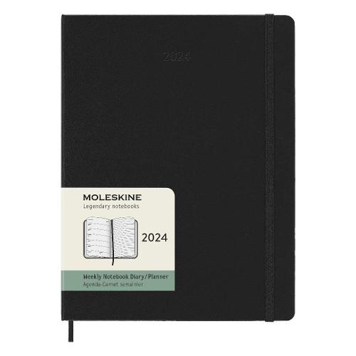 Agenda settimanale 2024 12m Gen-Dic XL Hard Nero (19x26 cm) 56774