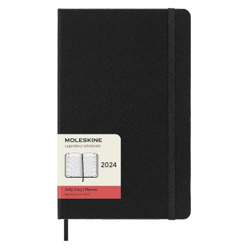 Agenda giornaliera 2024 12m Gen-Dic Large Hard Nero (13x21 cm) 56484