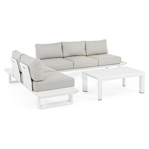 Set da esterno alluminio KONNOR 5 posti Bianco 0662757