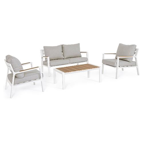 Set da esterno alluminio, polywood ERNST 4 posti Bianco 0663228