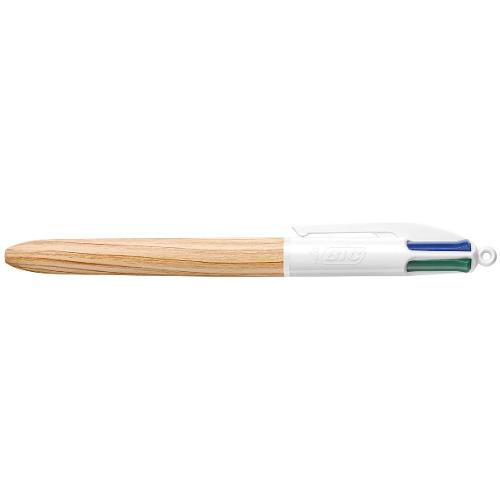Penna sfera multicolore scatto Wood 4COLOURS tratto medio - 1,0 mm Nero, blu, verde,rosso