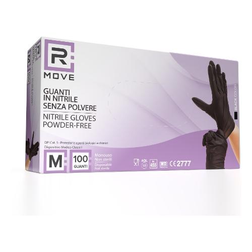 Guanti monouso 100 pz Medical Nero taglia M RMGLBK100002