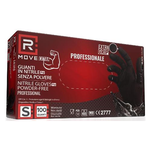 Guanti monouso 100 pz Professional Extra grip Nero taglia S RMGLBK100061