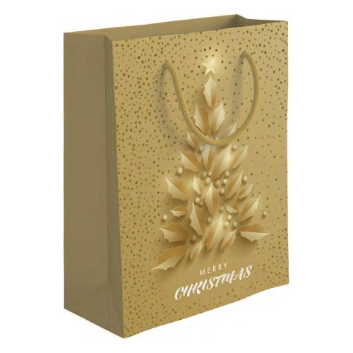 Shopper regalo natalizio (26x12x32 cm) con glitter CHRISTMAS GOLD TREE Oro BNSC44