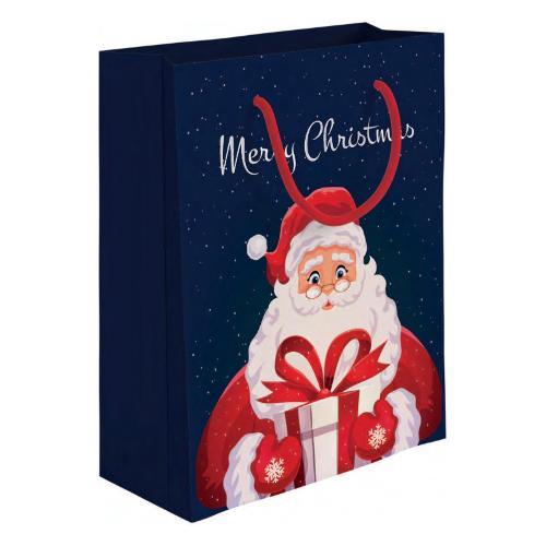 Shopper regalo natalizio (26x12x32 cm) CHRISTMAS SANTA CLAUS Blu e Rosso BNSC53