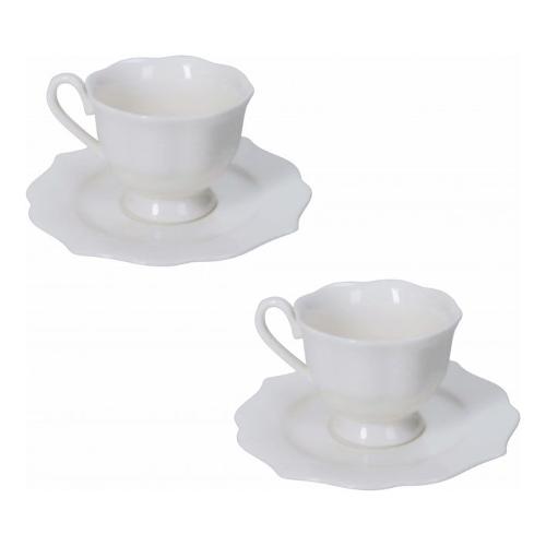 Set tazzine caffè bone china con piatto 2 pz (80ml) QUEEN 52886
