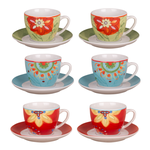 Amicasa .Set 6 Tazze Caffè C/P. Flowers Art. 39