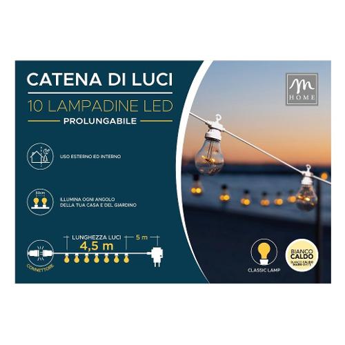 Catena luminosa HOME & GARDEN Warm white Bianco (450 cm) 38040 10 luci - LED