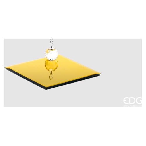Piatto decorativo Vetro (20x20cm) base specchio Oro 107280 01