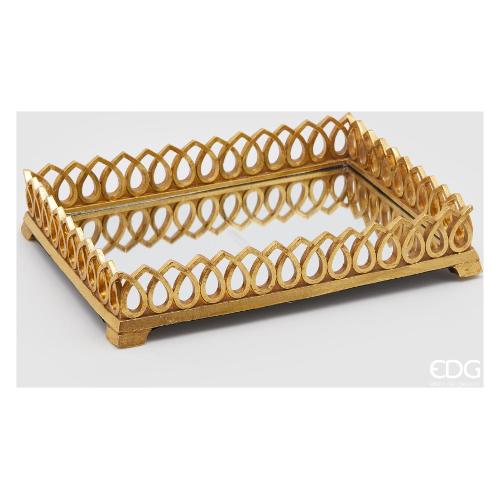 Vassoio con specchio Metallo (40x30cm) GOLD Oro anticato 714815 01