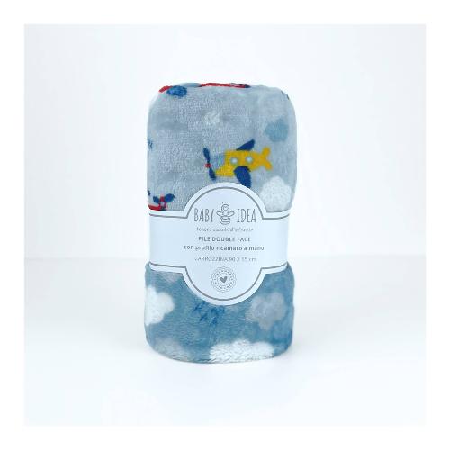 Coperta carrozzina Pile 100% poliestere double face (90x65cm) Aereo azzurro PFCA