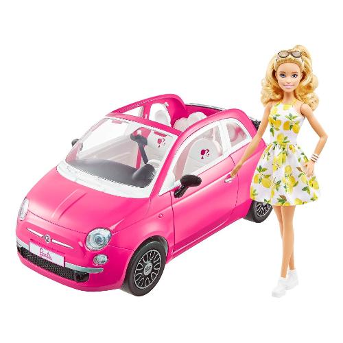 Fiat 500 Rosa con bambola BARBIE GXR57