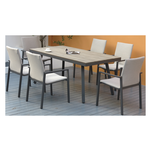 Amicasa .Tavolo+6 Poltrone Alex Alu Grig/Polywood