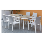 Amicasa .Tavolo+6 Poltrone Alex Alu B.Co/Polywood
