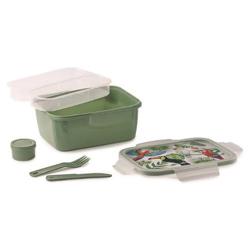 Porta pasto (21x16,5x8,8cm) 2V Tucano con posate LUNCH BOX Verde 010080