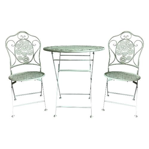 Set tavolo e sedie ferro PARIS 2 posti Green sage PL08 9838