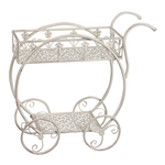 Amicasa .Carrellino P/Piante C/Ruote Bianco Ant.
