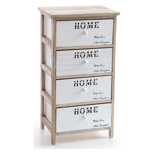 Cassettiera 4 Cassetti Bianco e Marrone (40cm)