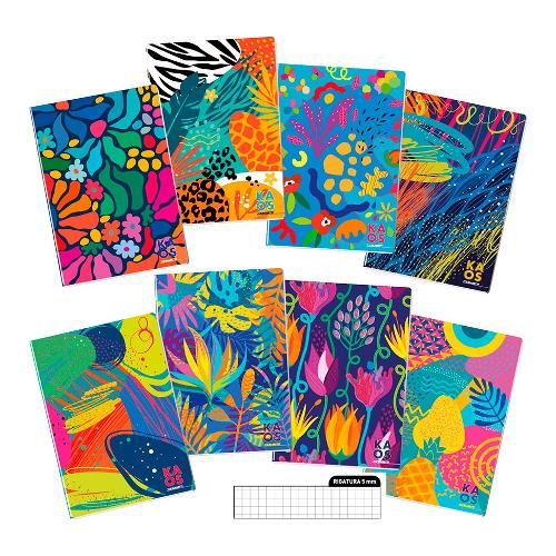 Quaderno quadretti 5,0 mm A4 KAOS assortito 8476
