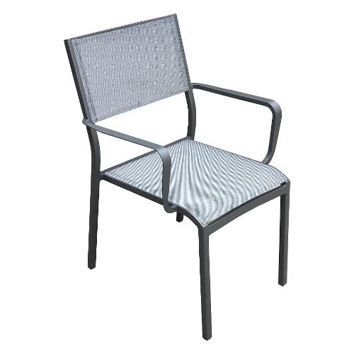 Sedia con braccioli alluminio, textilene CAROL Antracite e Grigio LY AC 062