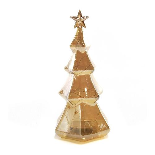 Decoro Alberello Vetro con luci Led Oro (15x31 cm) 55807
