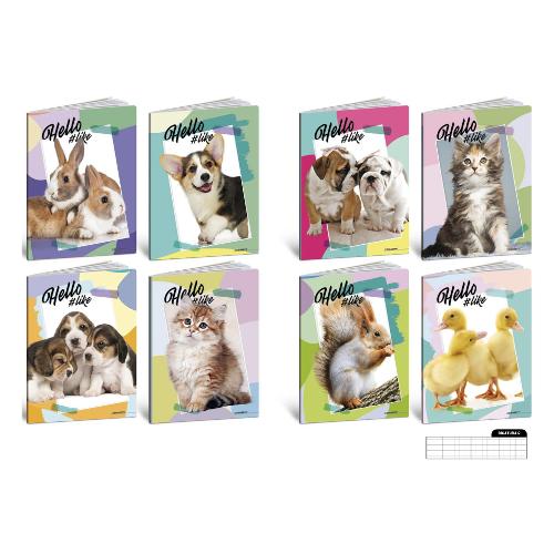Quaderno quadretti 5 mm con margine (Q) A4 100 gr/mq HELLO PETS assortito 8520