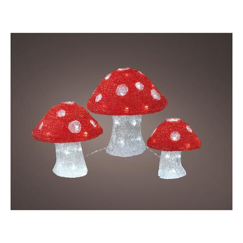 Funghetti luce fissa (52x32,5cm) (3pz) LUMINEO 72 luci - LED Bianco freddo IP44 492069