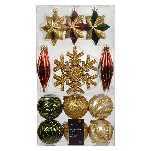 Addobbi (22pz) Red gold Plastica 021127