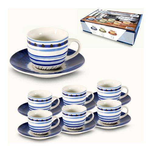 Set tazzine caffè porcellana con piatto 6 pz (90ml) APULIA Blu e Azzurro 70134