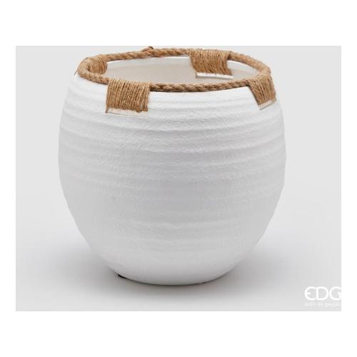 Vaso Terracotta (26x24cm) Con corda intrecciata TERRA Bianco 017571 100
