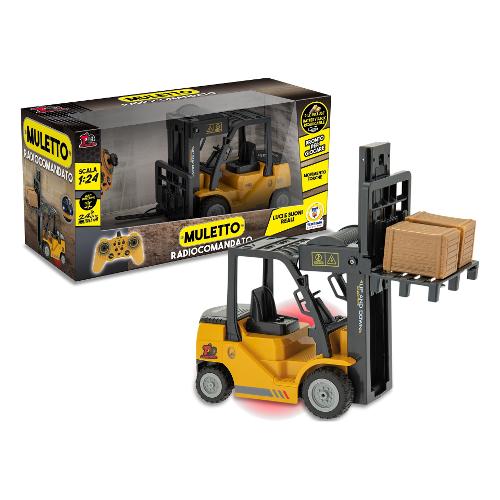 Radiocomando Muletto con luci e suoni reali scala 1:24 T CONTROL Giallo e Nero 68488