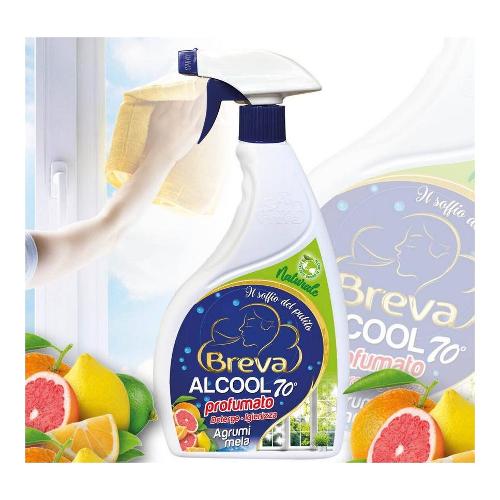 Detergente igienizzante Alcool 70° profumato Agrumi e Mela flacone vapo 600 ml