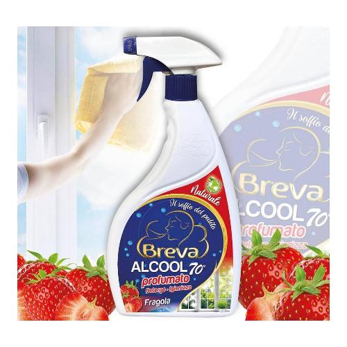 Detergente igienizzante Alcool 70° profumato Fragola flacone vapo 600 ml