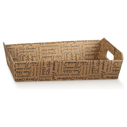 Scatola regalo Cesto Natalizio WORDS Avana e Nero (35x26x7 cm) 38934