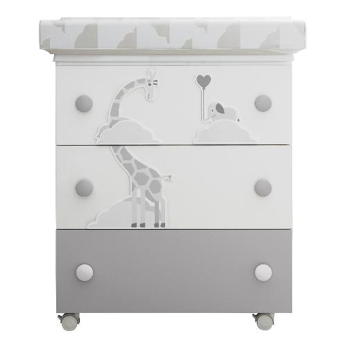 Bagnetto fasciatoio 3 cassetti (76x45x90cm) SAVANA Bianco e Grigio 0533SAVANAGR