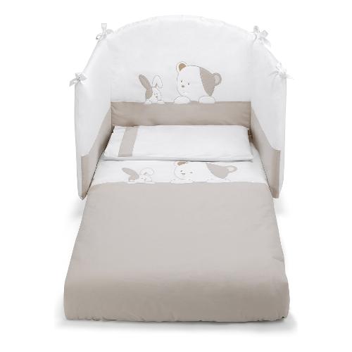 Piumone lettino set 3 pz LULÙ Bianco e Tortora 0687Lulu
