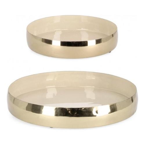 Set vassoi 2 pz Metallo VELMA Oro e Beige 0184683