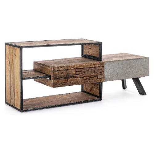 MANCHESTER Base soggiorno Legno e Grigio (145x40x60cm)