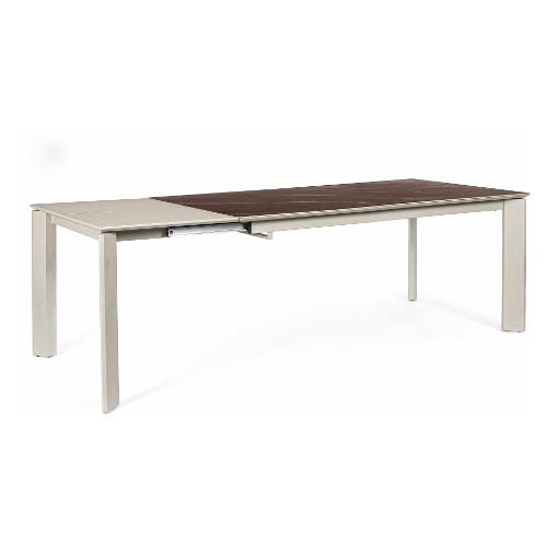 BRIVA Tavolo Allungabile Marrone lucido e Tortora (160-220x90cm)