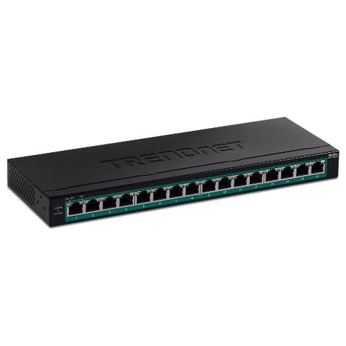 Switch di rete 16 porte Fanless PoE+ Black TPE TG160H Gigabit (1000Base-TX)
