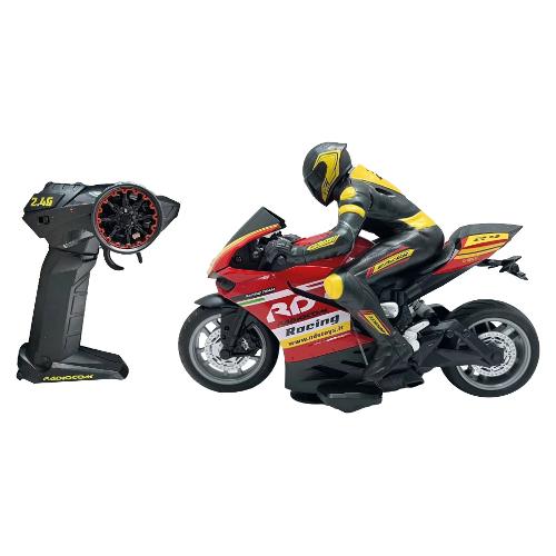 Radiocomando Moto Stradale 2,4 GHz scala 1:10 RADIOCOM Rosso e Nero 40903