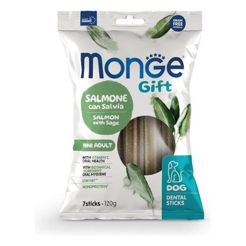 Snack cane masticabile cani adulti Mini Dental gusto salmone, salvia ( 7 pz 120 gr ) GIFT 8556