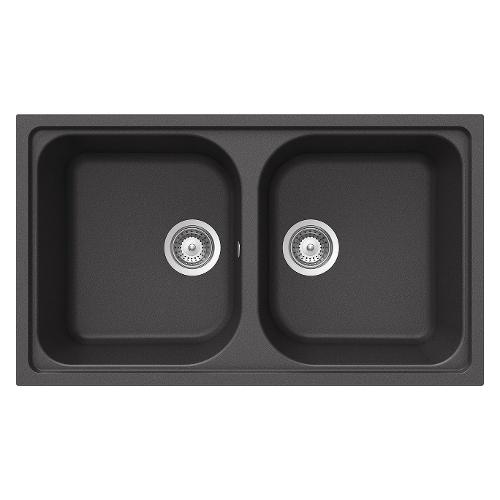 Lavello 2 vasche (86x50cm) LITHOS Nero assoluto Ruvido opaco LITN200A13N