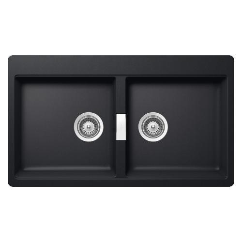 Lavello 2 vasche (86x50cm) HORIZONT Nero puro Satinato opaco HONN200A84