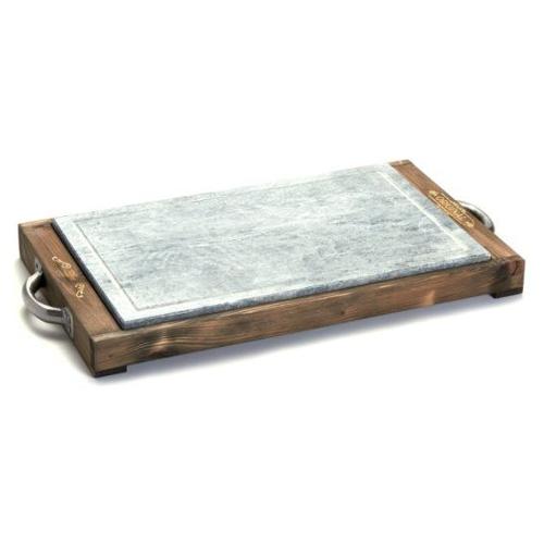 Piastra ollare (40x25cm) con base legno abete tinto Vintage 99274